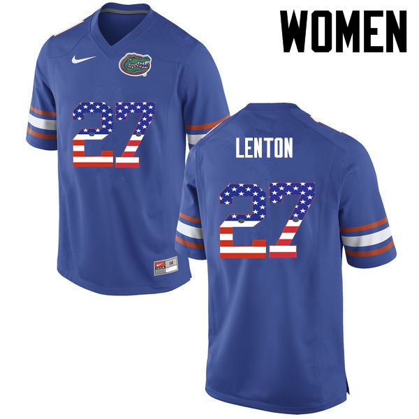 Florida Gators Women #27 Quincy Lenton College Football USA Flag Fashion Blue